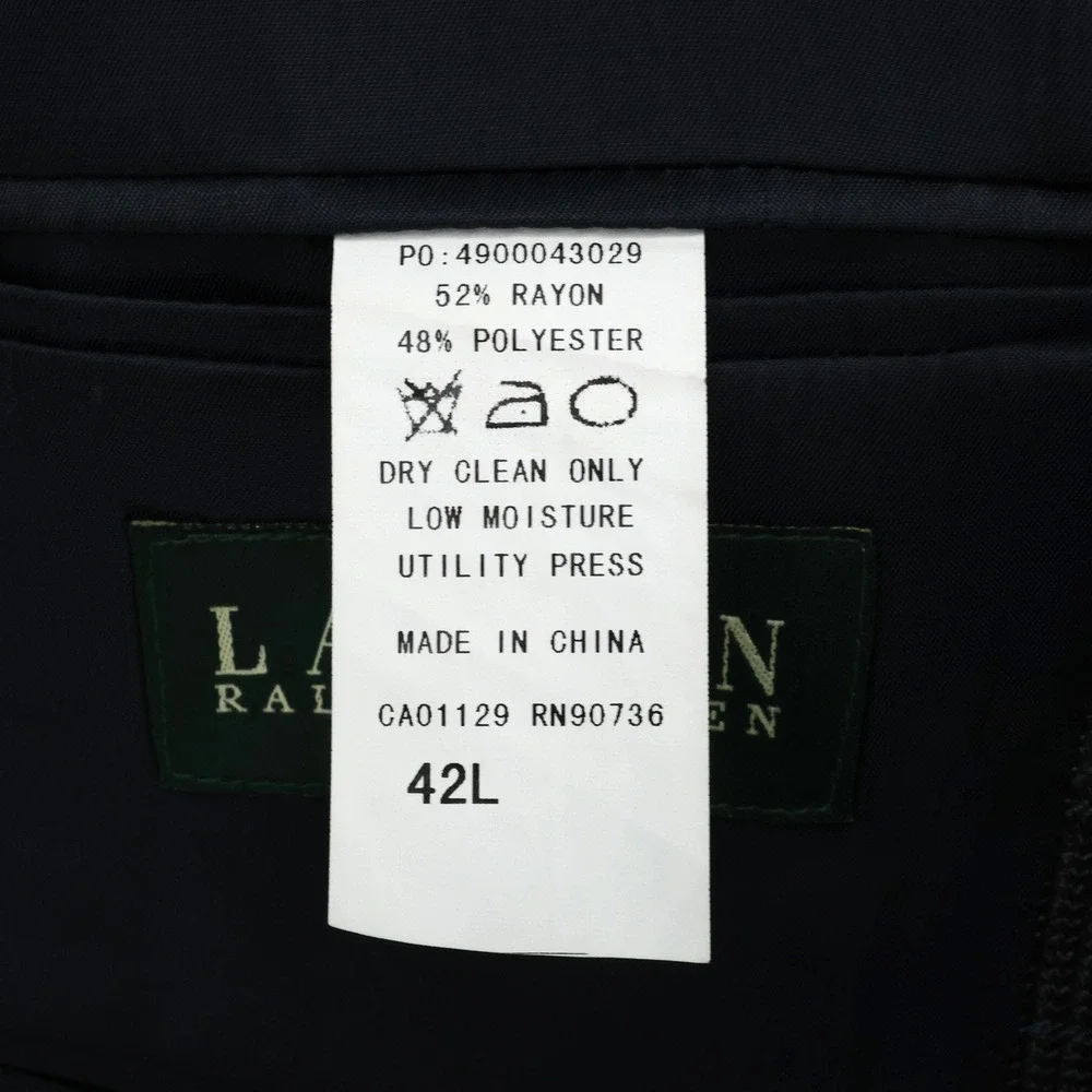 Lauren Ralph Lauren Sport Coat Mens 42L Dark Gray Glen Plaid Jacket Career